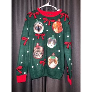 Ugly Christmas Sweater Xmas Size Medium Cat